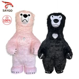 SAYGO Inflatable Polar Bear Costume Halloween Costume Adult Mascot Carnival Character Cosplay Fur Set