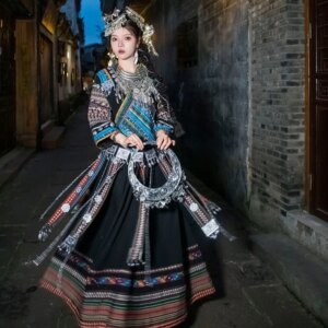 New Miao Costume Girl Minority Dress Tujia Miao’ S Stage Travel Photography