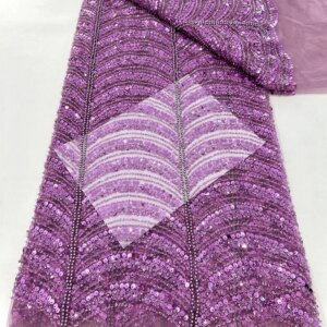 Luxurious African Groom Sequins Lace Fabric High Quality 2025 French Embroidery Heavy Beaded For Nigerian Wedding Party Dress