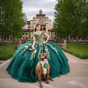 Customized blackish green Off Shoulder V-neck Quinceanera Dress applique Tull Lace 3D flower vestidos de 15 Quinceanera 