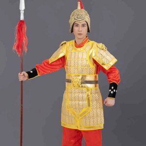 General Yue Fei’s Armor Ancient China Traditional Acting Commander Armour Land Force Army Performance Stage PU Leather Outfit