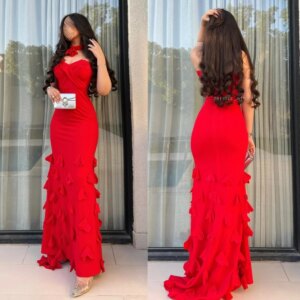 Customized Jiayigong Sparkle Prom Satin Applique Christmas Sheath Strapless Bespoke Occasion Gown Long Dresses