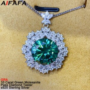 10 Carat Green Moissanite Lab Diamond Pendant Necklace Luxury s925 Silver Moissanita Gems Neck Chain Gifts Fine Jewellery GRA