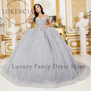 Sparkly Glitter Quinceanera Dresses Off Shoulder Birthday Party Ball Gowns Customized Butterfly abendkleid mit strasssteine