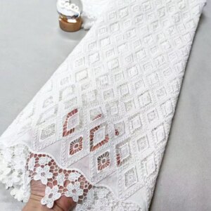 White Lace Fabric Nigerian Fabric 5Yards Chiffon Lace Fabric High Quality African Fabric Luxury 2025 Cord Lace For Dress W646-1