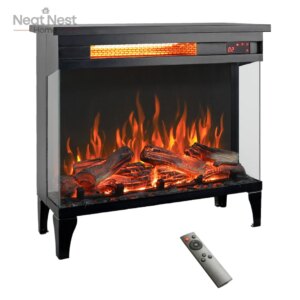24 inch three sided glass electric fireplace with feet, home decoration luxury, fire place