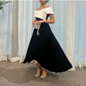 Customized Shoulder Blocking Color To Ankle Skirt Is An Elegant Choice, Showcasing A Noble And Elegant Style Leading T
