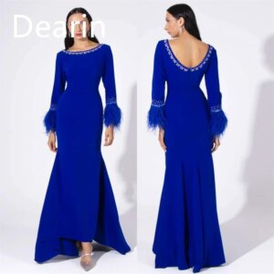Customized Evening Dress Prom Gown Party Occasion Formal YPMWZX Scoop Neckline A-line Floor Length Skirts Bespoke