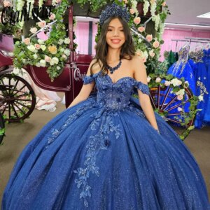 Royal Blue Off The Shoulder Quinceanera Dresses Ball Gown Appliques Lace Sweet 15 Años Mexican Customized