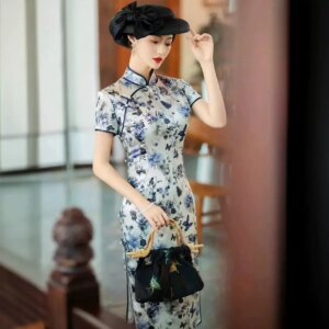 High Quality High-End Real Silk Cheongsam Qipao Summer Women’s 2024 New National Style Old Shanghai Retro Chinese Dress