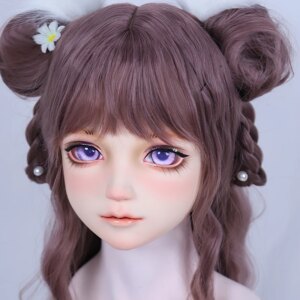 Customized Female Sweet Girl Resin Half Head Kigurumi BJD Mask Cosplay Japanese Anime Role Lolita Mask With Eyes And Wig