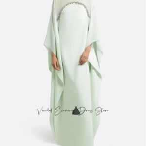 Vindal Embellished Diamond Chiffon Strapless Column Dress A-line Long Sleeves Soft Fabric Saudi Evening Dress 2025