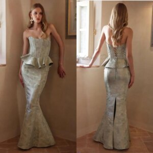 Simple Prom Dresses Women Mermaid Strapless Sleeveless Floor Length Cuatomized Formal Occasion Backless Sexy Banquet Gowns