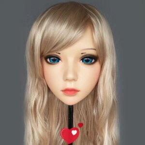 (Ling-3)Female Sweet Girl Resin Half Head Kigurumi BJD Eyes Crossdress Cosplay Japanese Anime Role Lolita Mask With Eyes And Wig