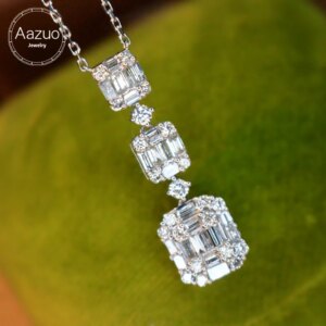 Aazuo Highquality Fashionlife 18K Orignaldesign White Gold Real Diamonds 0.90ct Necklace Gifted for Women Wedding Party Au750