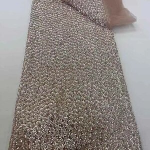 African Beaded Lace Fabric French Tulle Lace 2025 High Quality Lace French Sequins Beads Fabric For Women Wedding Party Dress