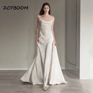 Customized V-Neck Long Sleeves Mermaid Simple Button Evening Dresses For Women 2025 Spaghetti Dresses For Formal Occasions