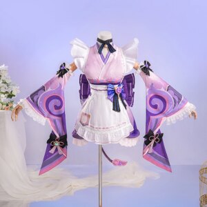 Yumemizuki Mizuki Cosplay Purple Japanese Kimono Set Genshin Impact Cosplay Disguies Suit Halloween Party Outfit