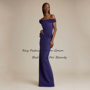 Ray Fashion Mermaid Evening Dress Off Shoulder Sleeveless With Flowers Floor Length For Formal Occasion Party Gown فساتين سهرة