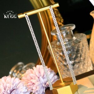 KUGG 100% 18K White Gold Earrings Luxury Tassles Drop Earrings 2.0carat Real Natural Diamond Earrings for Women Fine Jewelry