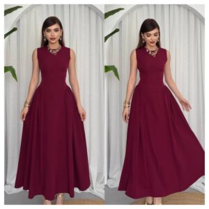 Customized Elegant Burgundy Jersey Evening Dress Classic Crew Neck Sleeveless Party Dress Modern Ankle Length Celebrity Gowns