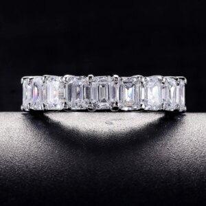 Provence jewelry pt950 platinum wedding band emerald cut lab diamond half eternity band engagement rings for women gifts custom
