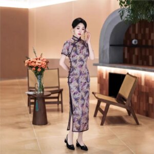 New cheongsam Chinese style elegant temperament long performance dress