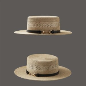 Summer new flat hat top wide hollow belt decorative shade white for both men and women