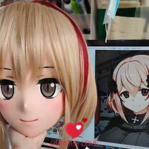(GLK26)Customize Character Resin Half Head Japanese Animego Cosplay Crossdressing Doll Anime Kigurumi Mask With Eyes And Wig