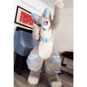 Long Fur Husky Dog Fox Mascot Costume Fursuit Halloween Suit Cosplay