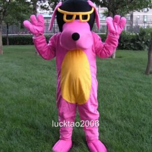 New Adult Best Sale Lovely Pink Dog Animal Cartoon Mascot Costume Christmas Fancy Dress Halloween Mascot Costume