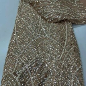 African Sequins Lace Fabric 5 Yards High Quality Beads French Nigerian Lace Fabric For Sewing Dress Wedding Party