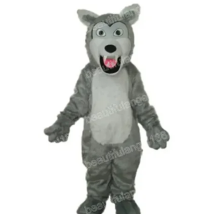 New Adult Hot Sale Long-haired Gray Wolf Doll Fancy Cartoon Mascot Costume Plush Christmas Fancy Dress Halloween Mascot Costume