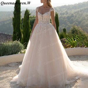 Elegant lace wedding dress A line off shoulder bride dress robe de mariee A line Wedding Bridal Gown