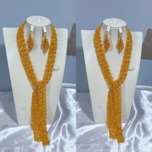 Dubai New 24K Gold Plated Necklace Earrings for Romantic Wedding High End Gift Jewelry Set for Lovers YY10571