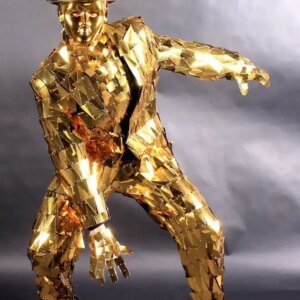Robot men gold color mirror men suit club perform catwalk wears mirror dance costumes disco show jacket dj mirror hat outfit