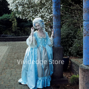Customized Vintage Sky Blue Ball Gown Elizabethan Costume French Court Queen 18th Century Victorian Evening Gowns
