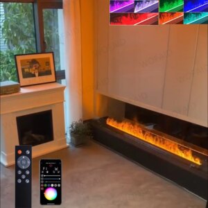 3D Mist Fireplace, Colorful Steam Flame, ECO Decoration Custom Atomized Smart Indoor Electric Water Mist Fireplace
