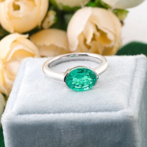 Provence 18K/14K/10K Solid Gold Oval Cut Lab Grown Colombian Bezel Set Engagement Solitaire Ring For Woman Customized Gift