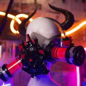 MR.OX Personality Steampunk Glow Mask Sci-Fi Technology Masks Cyber Cos Punk Masks For Men Women Halloween Cosplay Functional