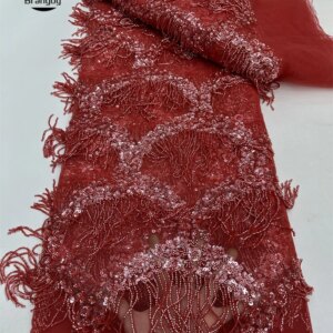 Nigerian Tulle Groom Lace Fabrics With Beads 2025 High Quality Luxury African Sequins French Mesh Lace For Wedding Party