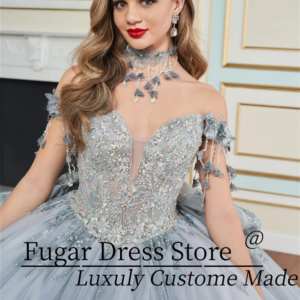 Customized Elegant Quinceanera Dresses Exquisite 3D floral decals Sparkling stone decoration Beadwork vestidos para niñas