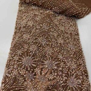 Latest African Luxury Beaded Lace Fabric 2025 High Quality French Sequin Embroidery Nigerian Lace Fabric Wedding Party Sewing