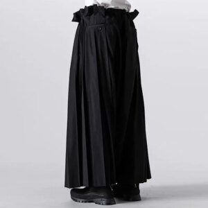 YOJI OOAK design style splicing drawstring waist high waist straight leg trousers draping casual pants fashion