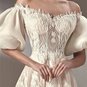 Elegant Short Sleeve A-Line Evening Dress Charming Appliqué Prom Dress 2024 Stylish Floor Length Bride Gown Vestidos De Novia