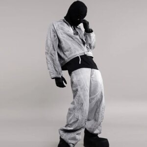 UMI MAO Dark Trousers Spring Hill 3D Cutting Silhouette Tie Dye Deconstructed Casual Pants For Men Mens Clothing Y2K