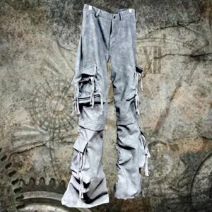2025 men’s pu  baggy streetwear cargo pants men  streetwear men’s trousers traight leg work pants Pocket pants