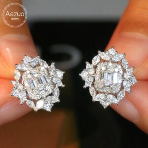Aazuo Luxury Jewelry 18K Orignal White Gold Natrual Diamonds 1.4ct Highquality Giftidears Hook Earrings For Women Senior Banquet