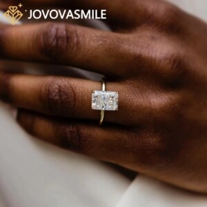 JOVOVASMILE 4.5 Carat Moissanite Diamond Ring 7.5x11mm Radiant Cut Moissanite 18k Yellow Gold Engagement Ring Jewelry For Woman