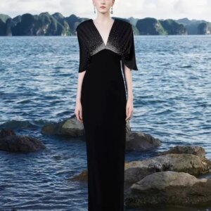 Little Daisy Customized  Beading Sequined Straight V-neck  Long Dresses Bespoke Occasion Dresses Fashion